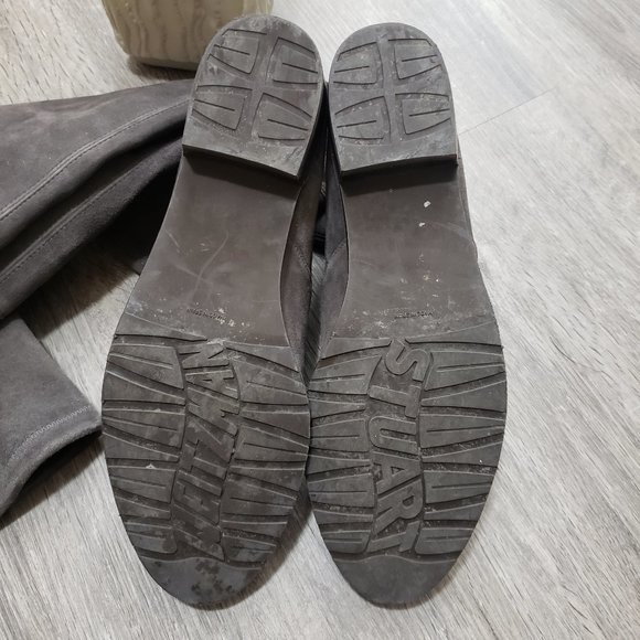 Stuart Weitzman Lowland Leather Over The Knee Boots Sz 8 Grey - Picture 9 of 11